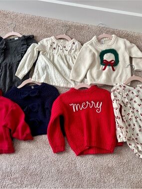 🎀 GIRLS FALL/WINTER TOPS/SET BUNDLE – 8 PIECES - 24 Months!🎄❄️